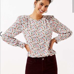 Loft Floral Puff Sleeve Blouse